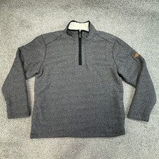 Orvis Sherpa Lined Pullover Sweater Men's Large 1/4 Zip Gray W/Ivory Heavyweight