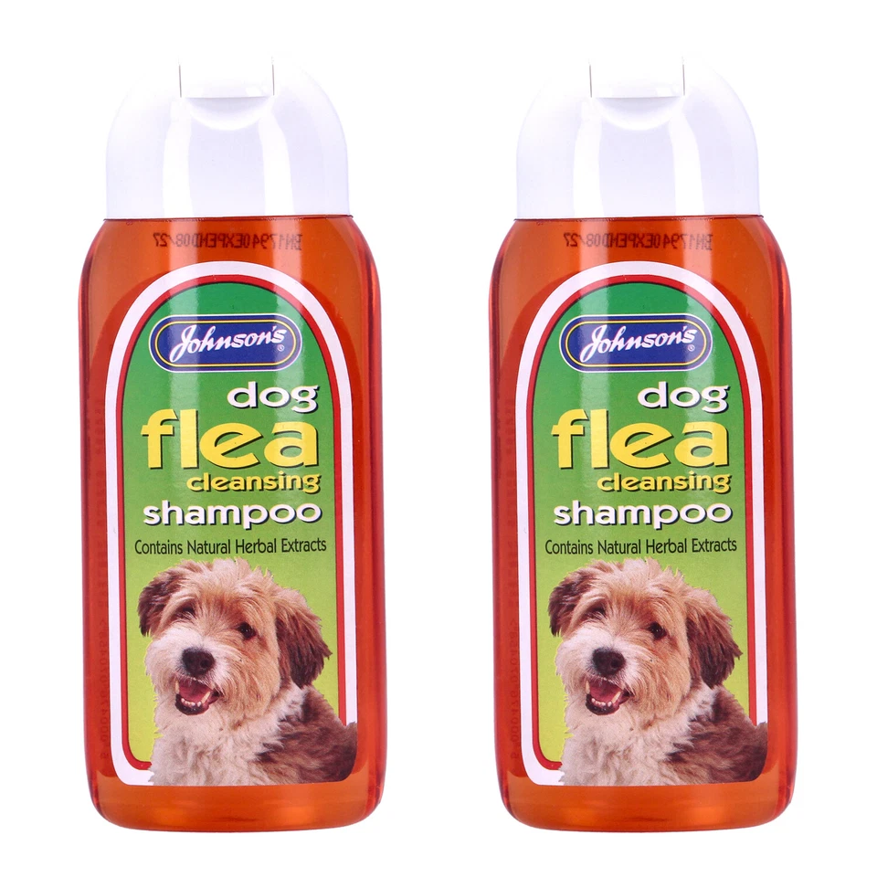 JOHNSONS Johnson's Natural Herbal Dog Flea Cleansing Shampoo 200ml Treatment x2