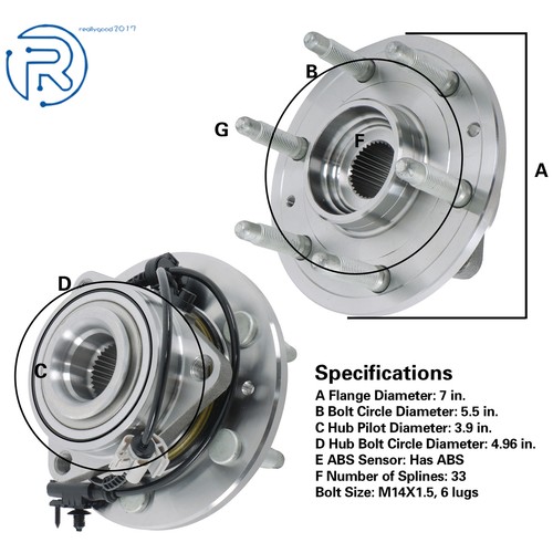 Buje de cojinete de rueda delantera 1 pieza para Chevy Avalanche y Silverado 1500 2007 2008-2013 - Imagen 2 de 14