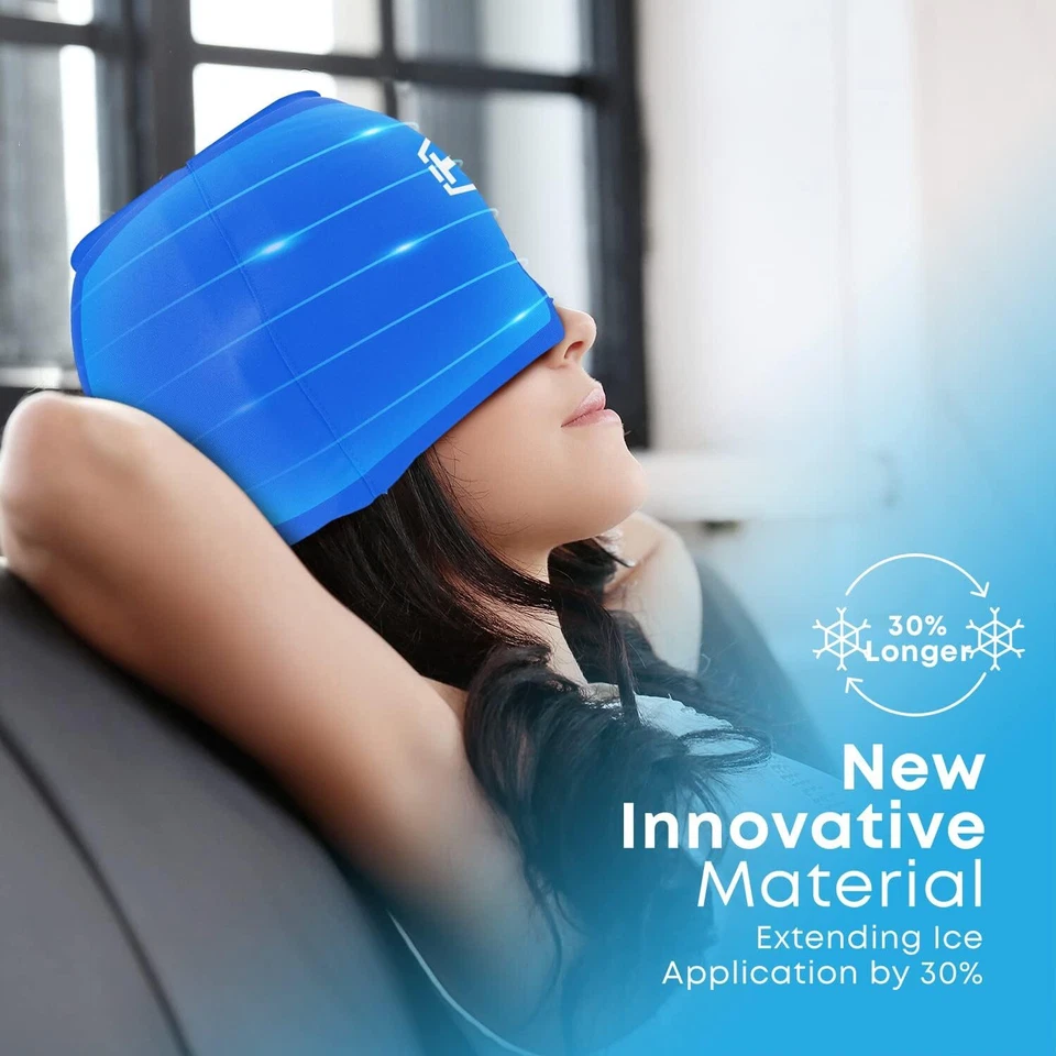 Migraine Relief Cap, Upgraded Odorless Gel Migraine Ice Head Wrap Cold & Hot The - Image 4 of 4