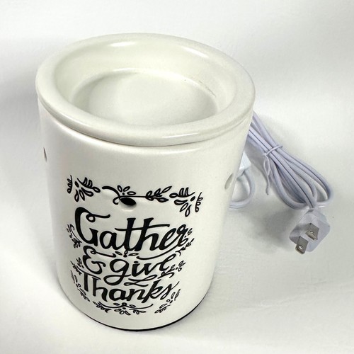 Calentador de bombilla de vela taza de fusión de cera eléctrico "Reúne y da gracias" cosecha otoño nuevo en caja - Imagen 4 de 6