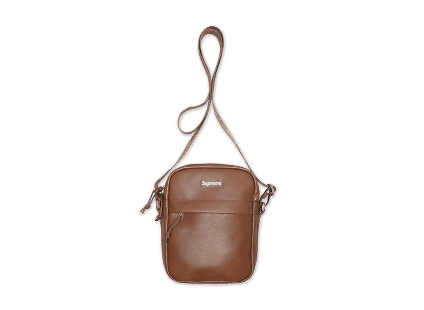 Sac à bandoulière Supreme en cuir marron (24FW)