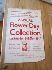 Northampton Homes for the Blind Appeal 1947 Kettering Branch Flower Day Poster
