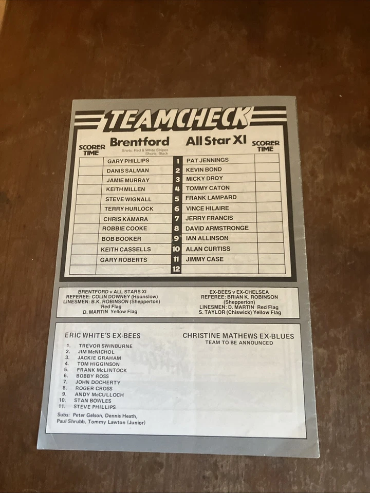 Tommy Lawton football programme Testimonial 20-5 -85 Brentford V McClintock X1 - Image 2 of 2
