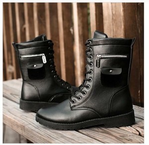 Para Hombre Altas Con Cordones Punk militares botas de combate Caballero  Mitad de Pantorrilla Botas Zapatos Otoño | eBay