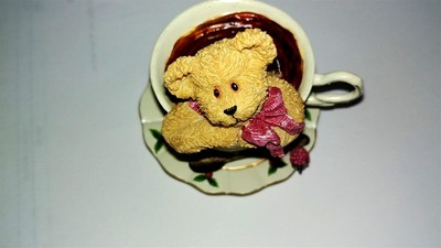Boyds Teabearies Figurine Thank You Beary Much Bear in Coffee Cup Saucer 24306