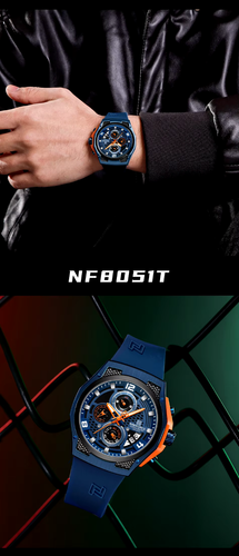 NAVIFORCE Men’s Quartz Watch High Quality Luxury Silicone Strap Waterproof Lumes - Picture 9 of 19