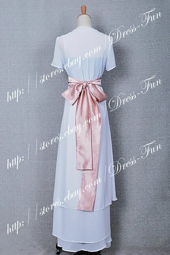 Titanic Cosplay Kostüm rosa weiß Chiffon langes Kleid Mädchen schön Halloween - Bild 7 von 8
