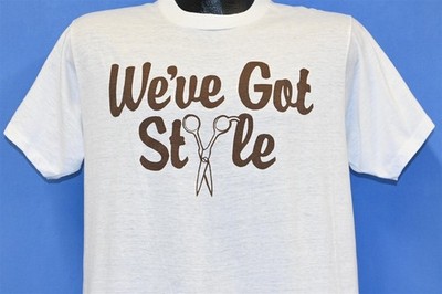 vtg 80s WEVE GOT STYLE CANNELLA SCHOOL OF HAIR DESIGN CHICAGO t-shirt LARGE L