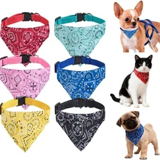 6 Packs Cat Bandana-style Collars With Safety Buckle For Kitten Puppy Small Dogs