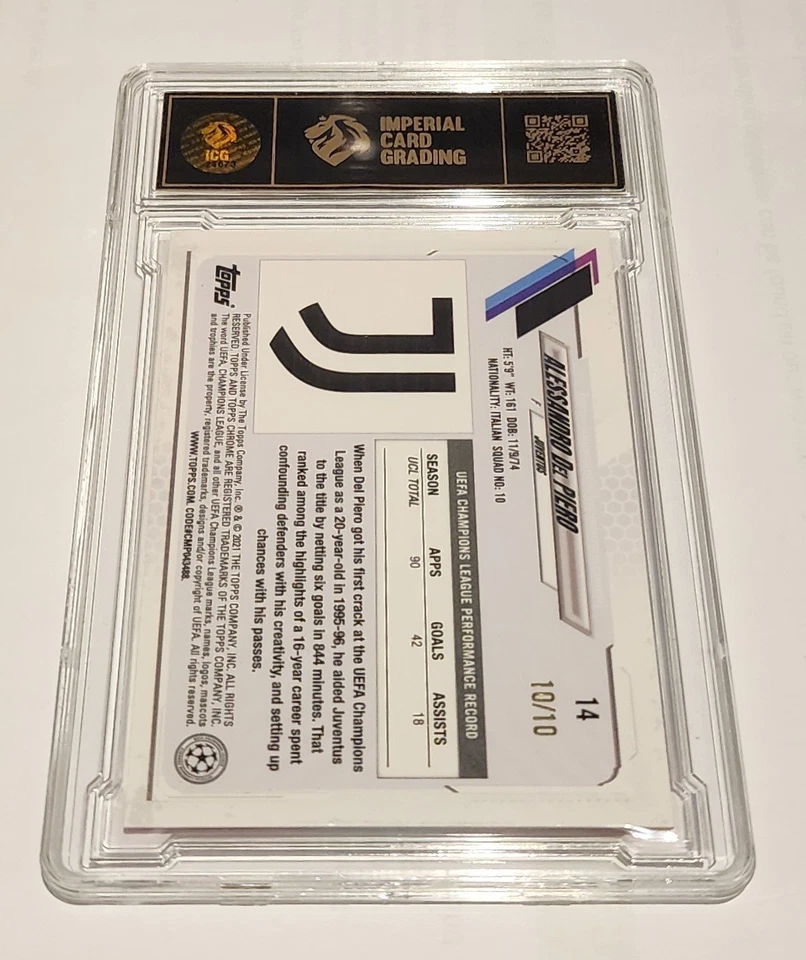 2020-21 Topps Chrome UCL  Red Refractor Alessandro Del Piero 10/10 - Image 2 of 2