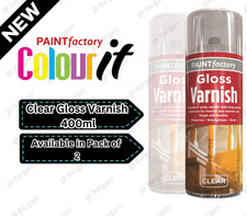 2xClear Gloss Varnish Spray 400ml Wood Gloss Finish Tough Durable Indoor Outdoor