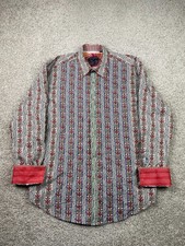 Robert Graham Shirt Mens 2XL XXL Red Paisley Flip Cuff Luxury Button Up