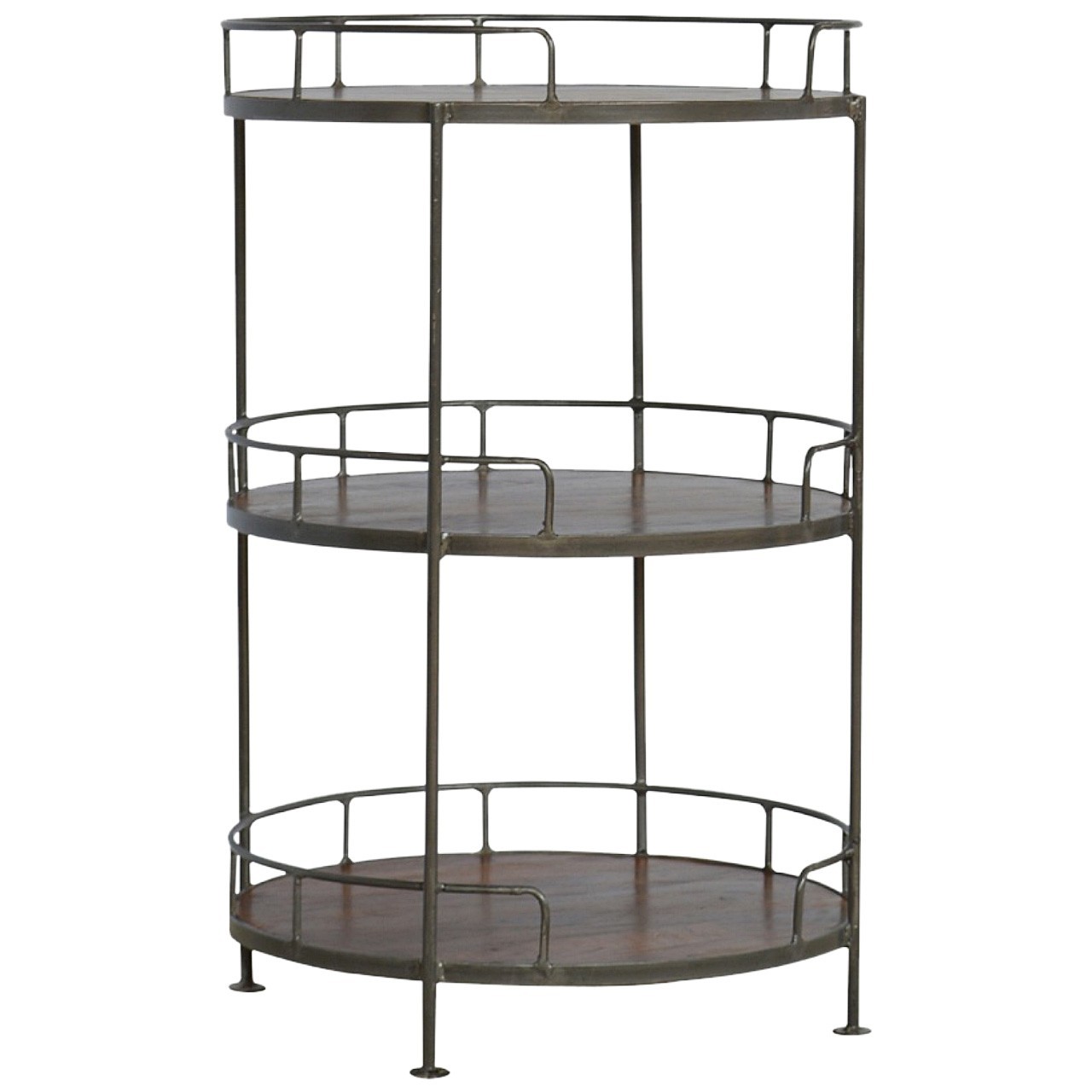 Three Tier Industrial Round Shelf with Metal Frame