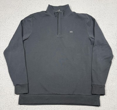 Travis Mathew Sweatshirt Mens XL Blue 1/4 Zip Fleece Golf Pullover Mock Neck