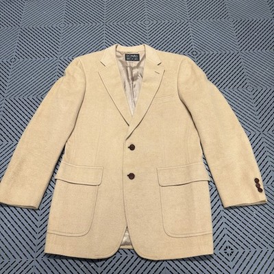 Vtg Donald Brooks Camel Hair Woven Scotland Tan Mens 42 Blazer Jacket