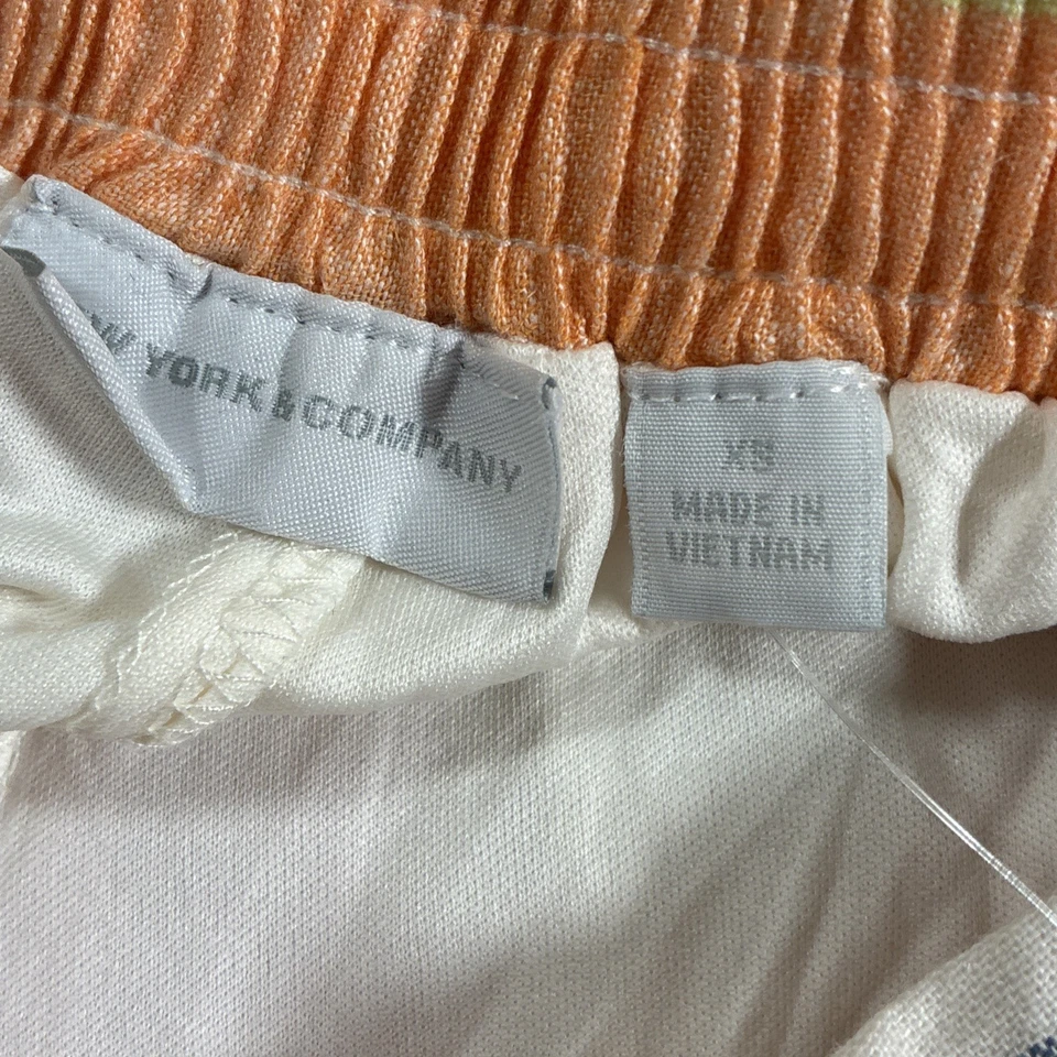 NUEVO CON ETIQUETAS NY & CO Mezcla de Lino Multicolor Rayas Pierna Ancha Playa Pull On Pantalones XS NUEVO Foto 4 de 4