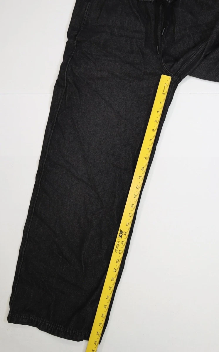 Pantalones para mujer H&M S negros de mezclilla cintura elástica con puños cordón nuevos con etiquetas