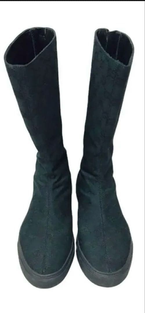 GUCCI Boots Heel GG Canvas Black EU36.5/US6.5 113171c