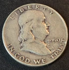 1950 D Ben Franklin Half Dollar 90% Silver Coin