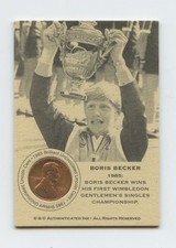 BORIS BECKER 1985 RARA BRILLANTE NON CIRCOLATA PENNY TENNIS coin card