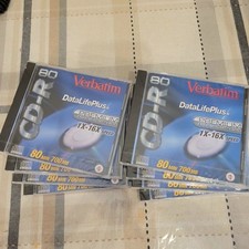 NEW Lot Of 8 Verbatim 80 minute 700MB DataLifePlus In Cases Blank CD-R Disc