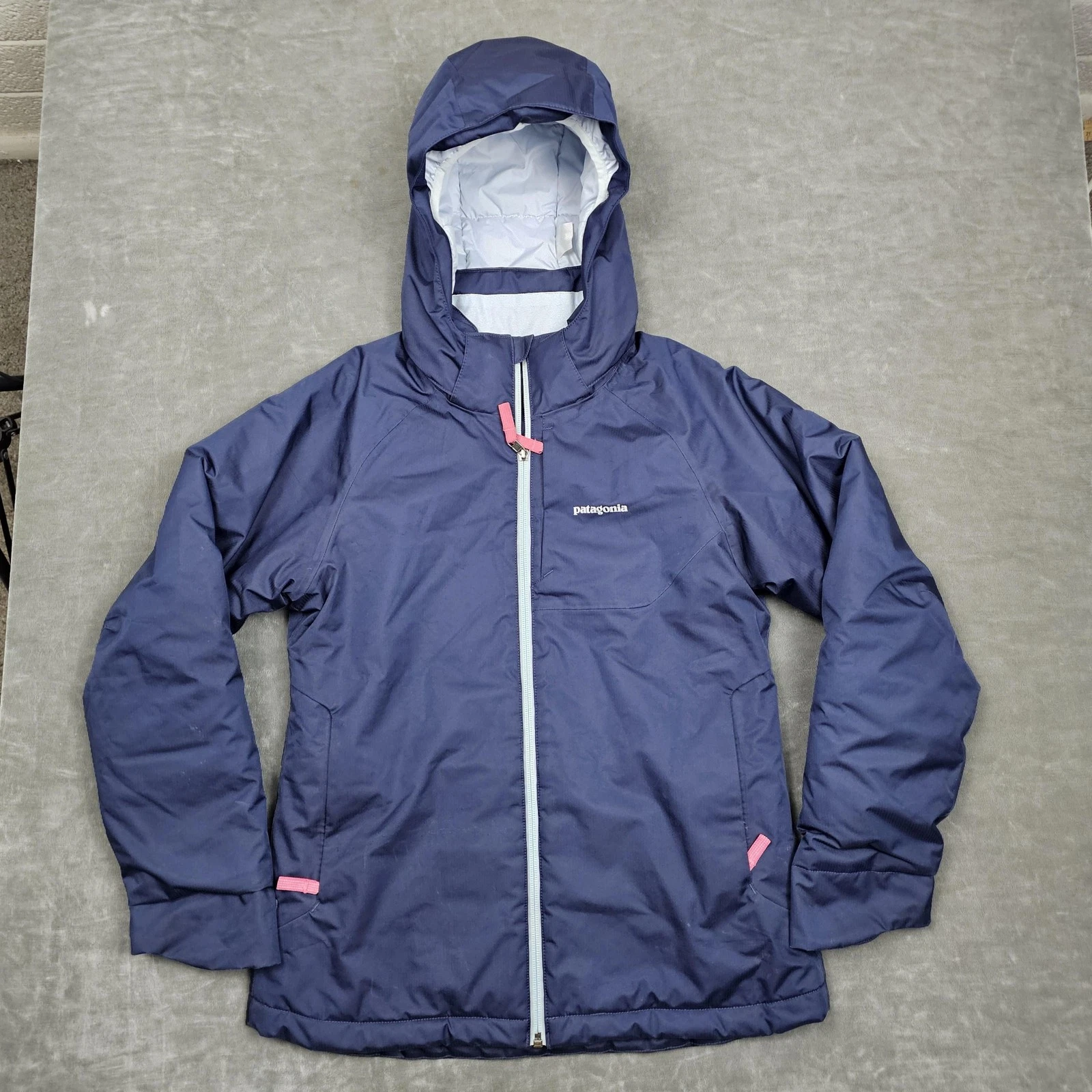 Patagonia Jacket Youth XL 14 Blue Hooded Insulated H2No Ski Snow Worn Wear