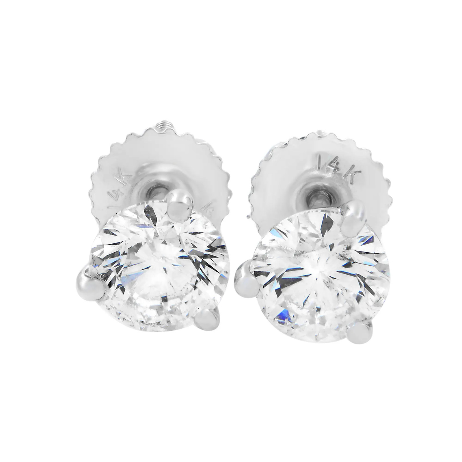 Rachel Koen Round Cut Natural Diamond Stud Earrings 14K White Gold 150cttw 1167090₽