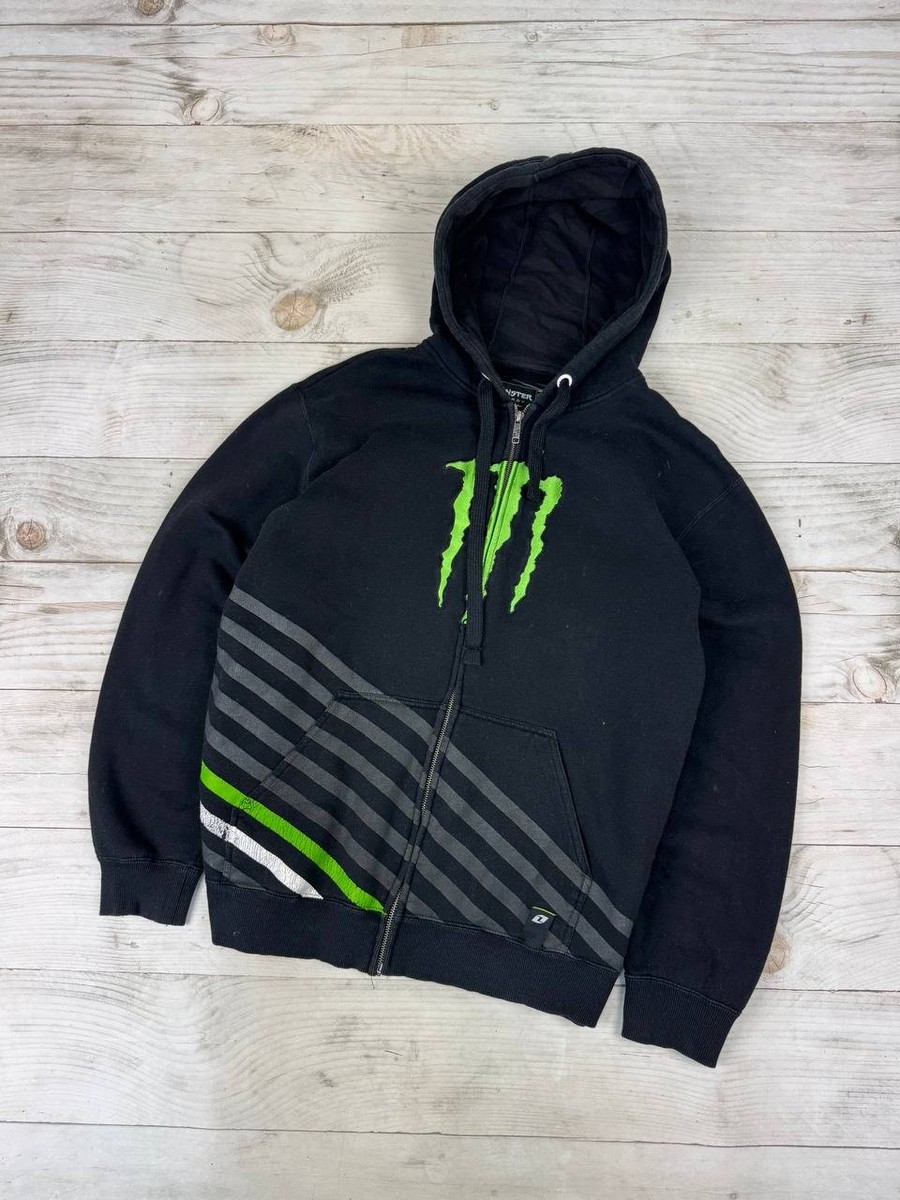 Vintage Monster Energy Hoodie Full Zip Big Logo 00s Racing Men