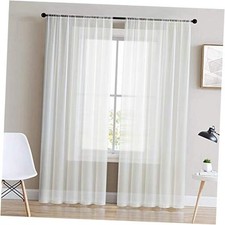 White Sheer Curtains 84 inch Length Sheers 54"W x 84"L Pack of 2 Off White