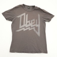 Vintage Obey Records Heather Grey Graphic T-Shirt USA Made Womens M