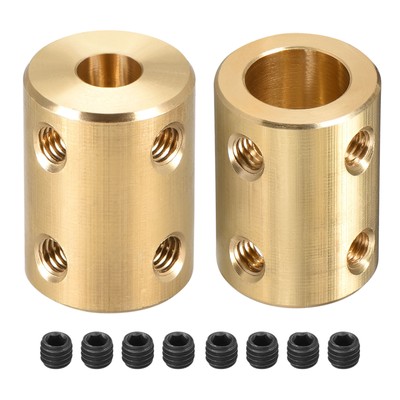 Rigid Coupling Copper [for 3D Printer]-6mm-10mm L22xD16/Gold/2Pcs