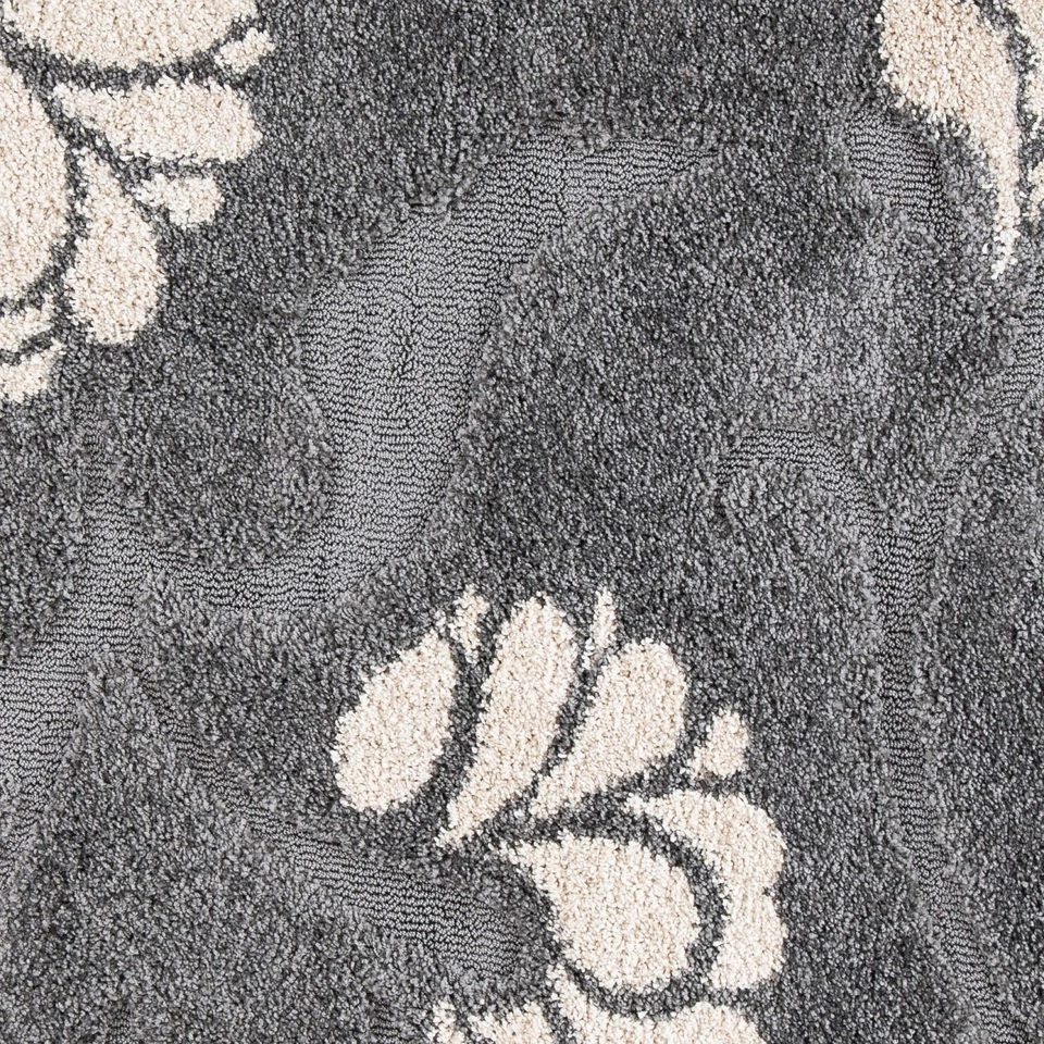 Florida Shag Collection 6'7" Round Grey/Beige SG459 Floral Non-Shedding Livin... - Image 2 of 3