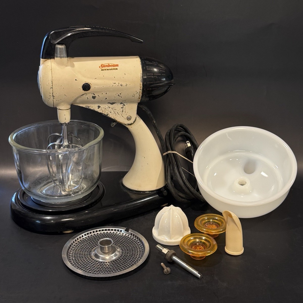 Vintage 50's Sunbeam Mixmaster 10 Speeds w Accessories & Juicer