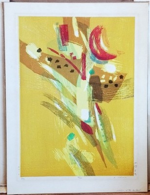 ANSEI UCHIMA JAPANESE / US WOODBLOCK ABSTRACT - JOY, SIGNED NUMBERED