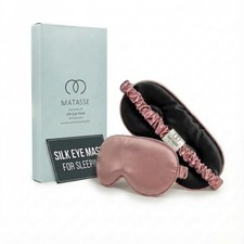 MATASSE 100 Mulberry Silk Sleep Mask 22 Momme Grade 6A - 3D Contoured Eye Ma...