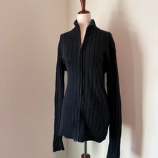 DKNY Zip Up Black sweater Size Large
