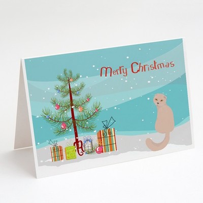 Caroline's Treasures Scottish Fold Cat Merry Christmas Greeting Cards Pack of 8