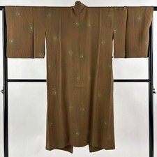 Travel Kimono Coat M Brown Silk Vintage Style Japanese Classic Ready to Use