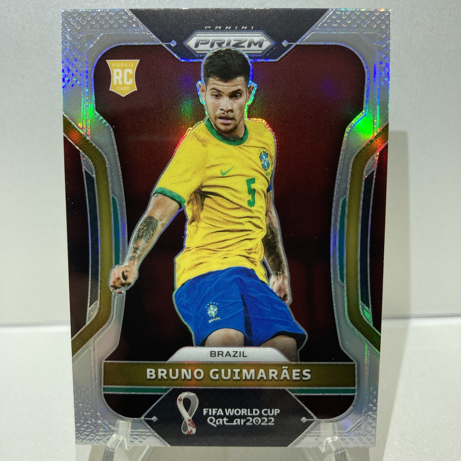 2022 Panini Prizm World Cup Bruno Guimaraes RC Silver SP Brazil Rookie Card #27