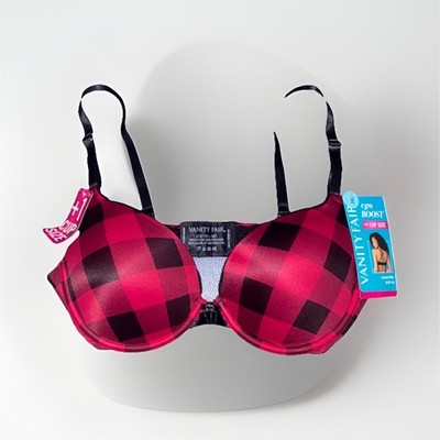 Vanity Fair ego BOOST Push Up Bra 36C Red Black Check Convertible 2131101