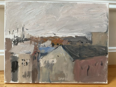 #ad Small Cityscape Impressionism Oil Painting On 11”x14” Canvas Original Signed $59.99
