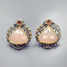 Women jewelry gems Natural Sunstone Earrings 925 Sterling Silver /E132202