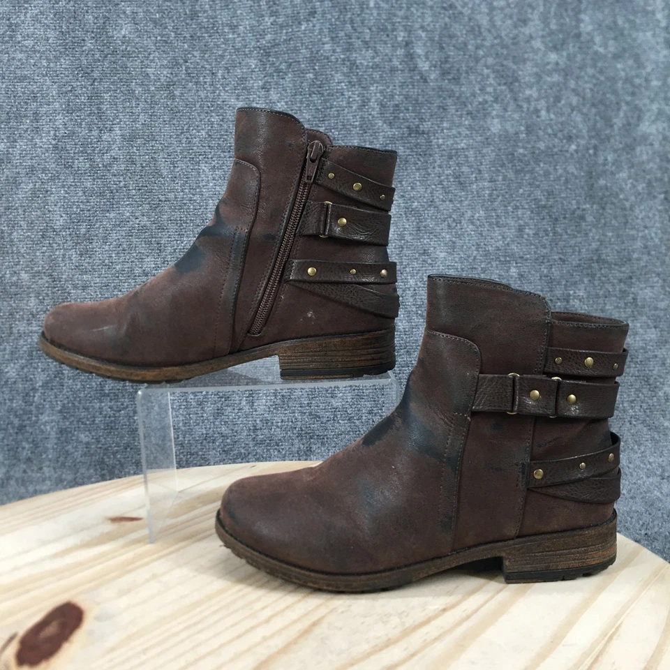 Sonoma Boots Womens 8.5 W Tamara Side Zip Moto Ankle Bootie Brown Faux Leather - Image 2 of 4