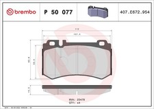 Bremsbelagsatz Scheibenbremse PRIME BREMBO P 50 077 f&uuml;r MERCEDES W220 CLK R230
