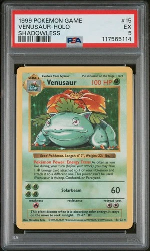 Pokemon Base Set Shadowless Venusaur PSA 5