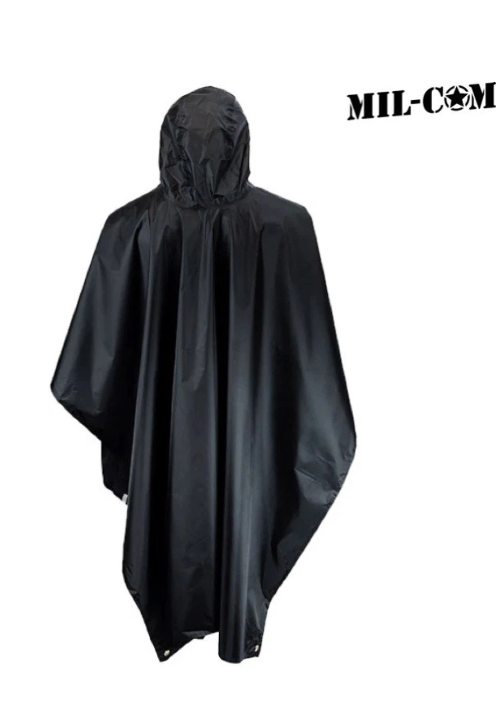 Mil-Com Waterproof Ripstop Poncho Hooded Festival Rain Coat Army black milcom