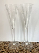 Pair of 2 VTG Princess House HERITAGE 10" Crystal Champagne Flutes MINT