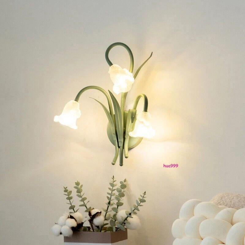 Lámparas LED montadas en la pared de 3 luces de vidrio flor tocador accesorios de interior Foto 3 de 4