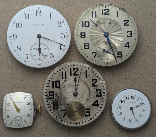 Antique Vintage Waltham Elgin Bulova Pocket Watch Movements - Lot #6